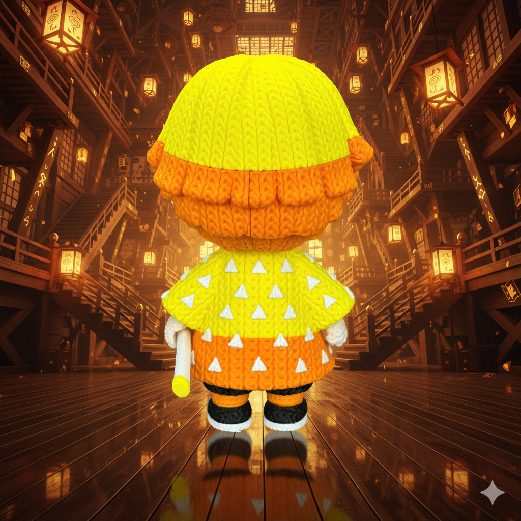 Zenitsu 3D Action Figure - Demon Slayer Collectible (Crochet Texture)