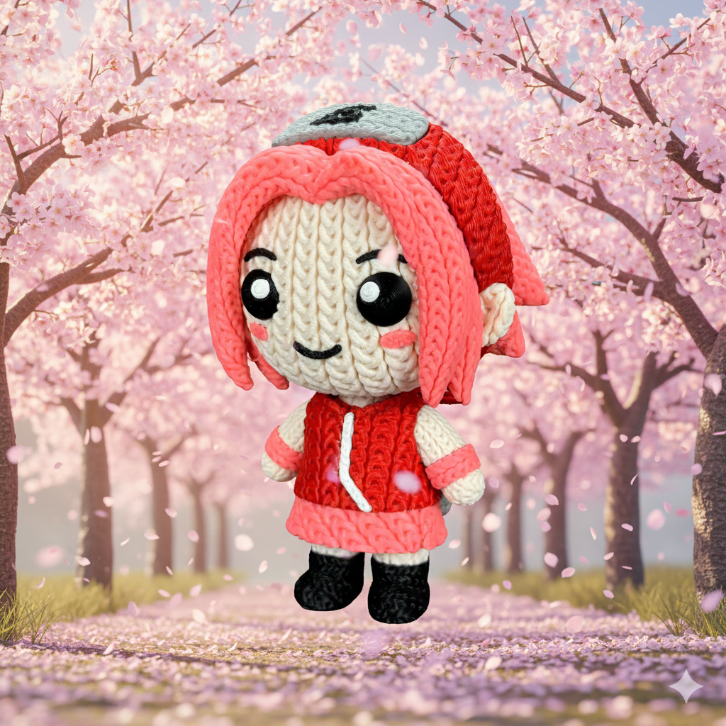 Sakura Figure - Knitted Texture Style