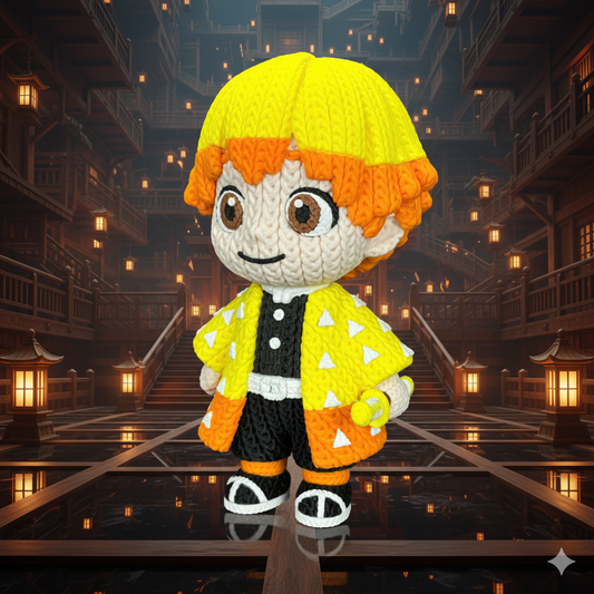 Zenitsu 3D Action Figure - Demon Slayer Collectible (Crochet Texture)
