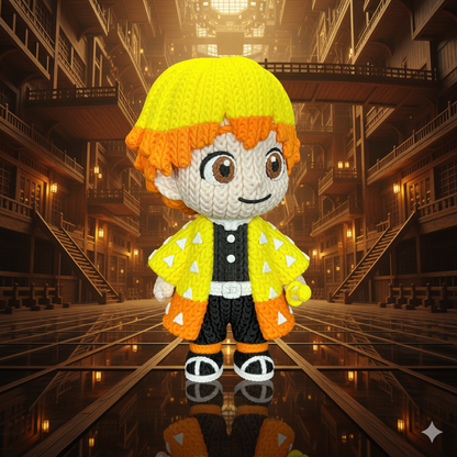 Zenitsu 3D Action Figure - Demon Slayer Collectible (Crochet Texture)